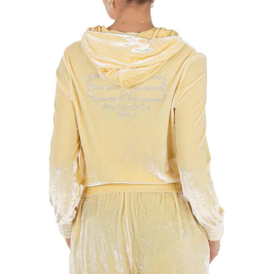 Balenciaga Ladies Cream BB Paris Zip-Up Hoodie - 3