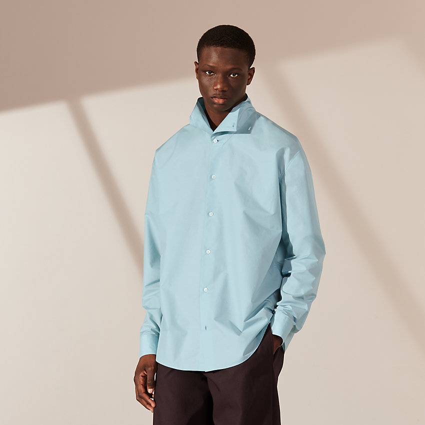Boxy fit shirt with high collar - 1