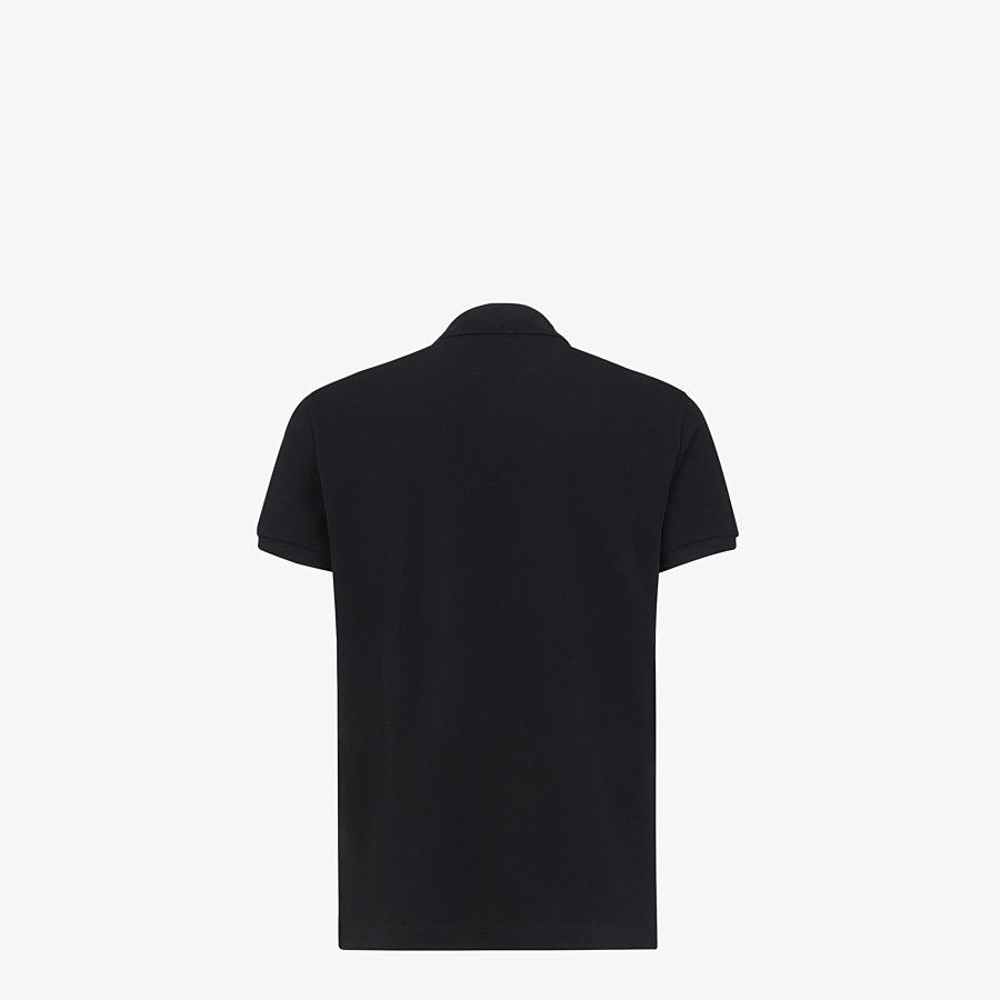 Black cotton polo shirt - 2