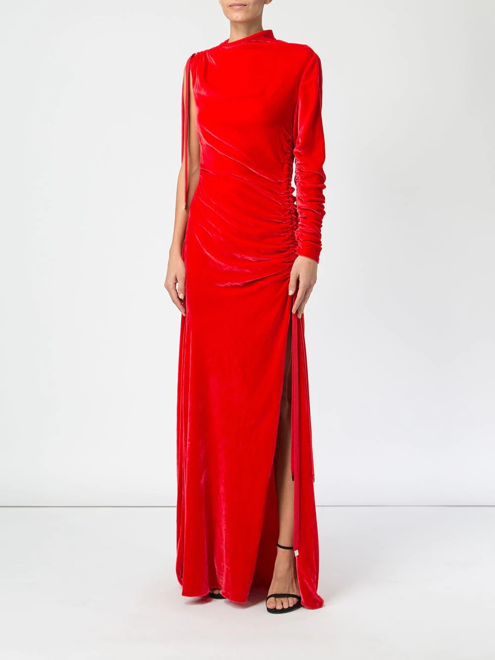 ruched velvet gown - 2