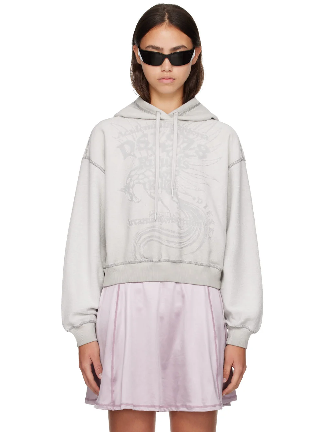 Gray Dévoré Print Hoodie - 1