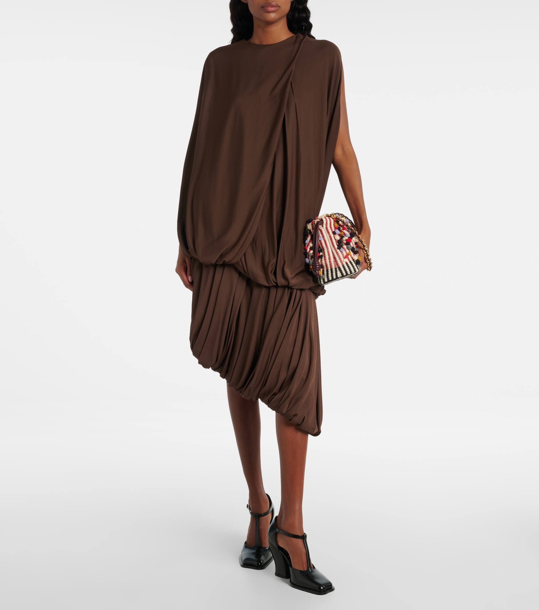 Asymmetric draped jersey top - 2