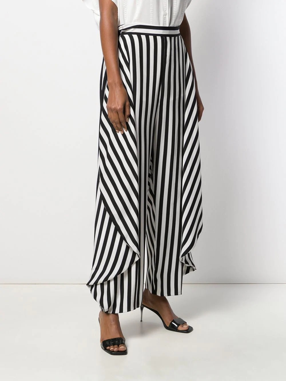 Alicia draped-panel striped trousers - 3