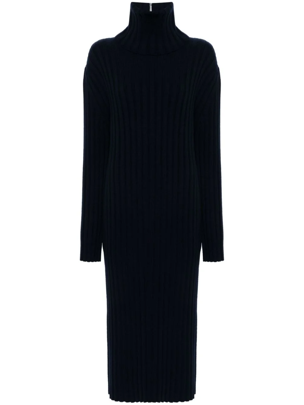 zip-up ribbed-knit dress - 1