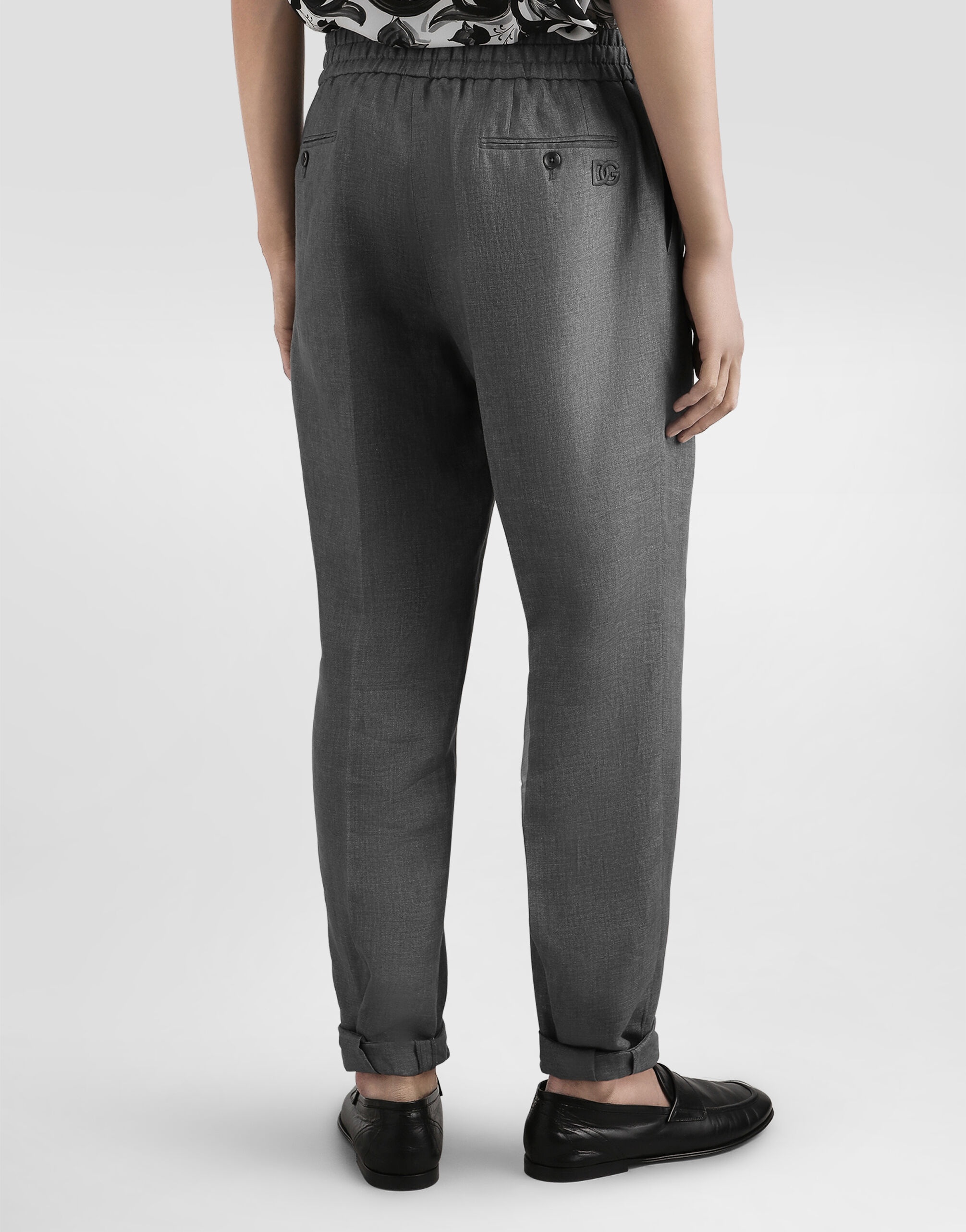 Washed linen canvas jogging trousers - 5