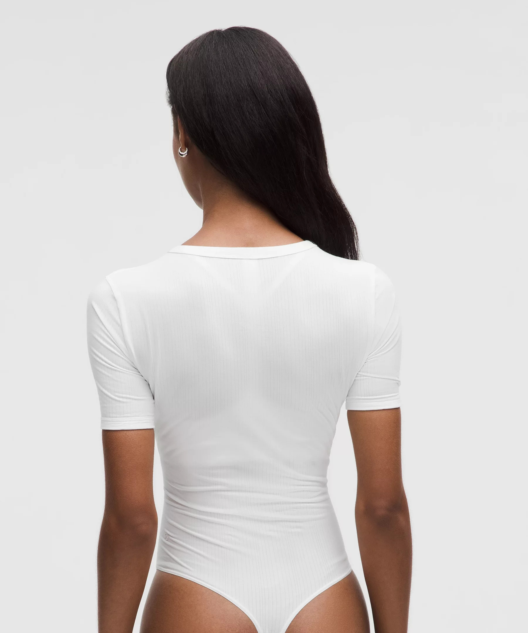 Stretch Cotton Ribbed Short-Sleeve Bodysuit - 3