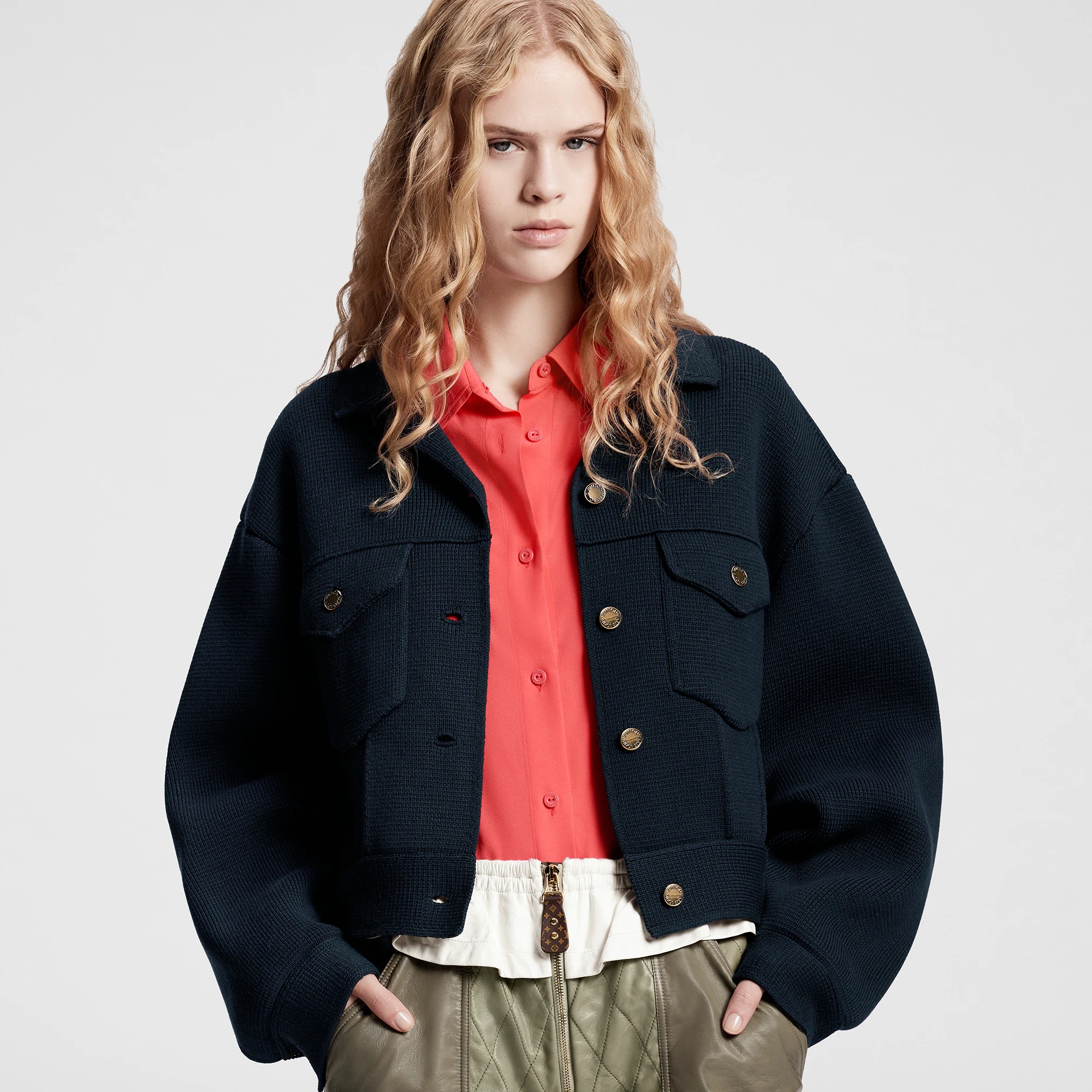 Cropped Compact Knit Jacket - 2