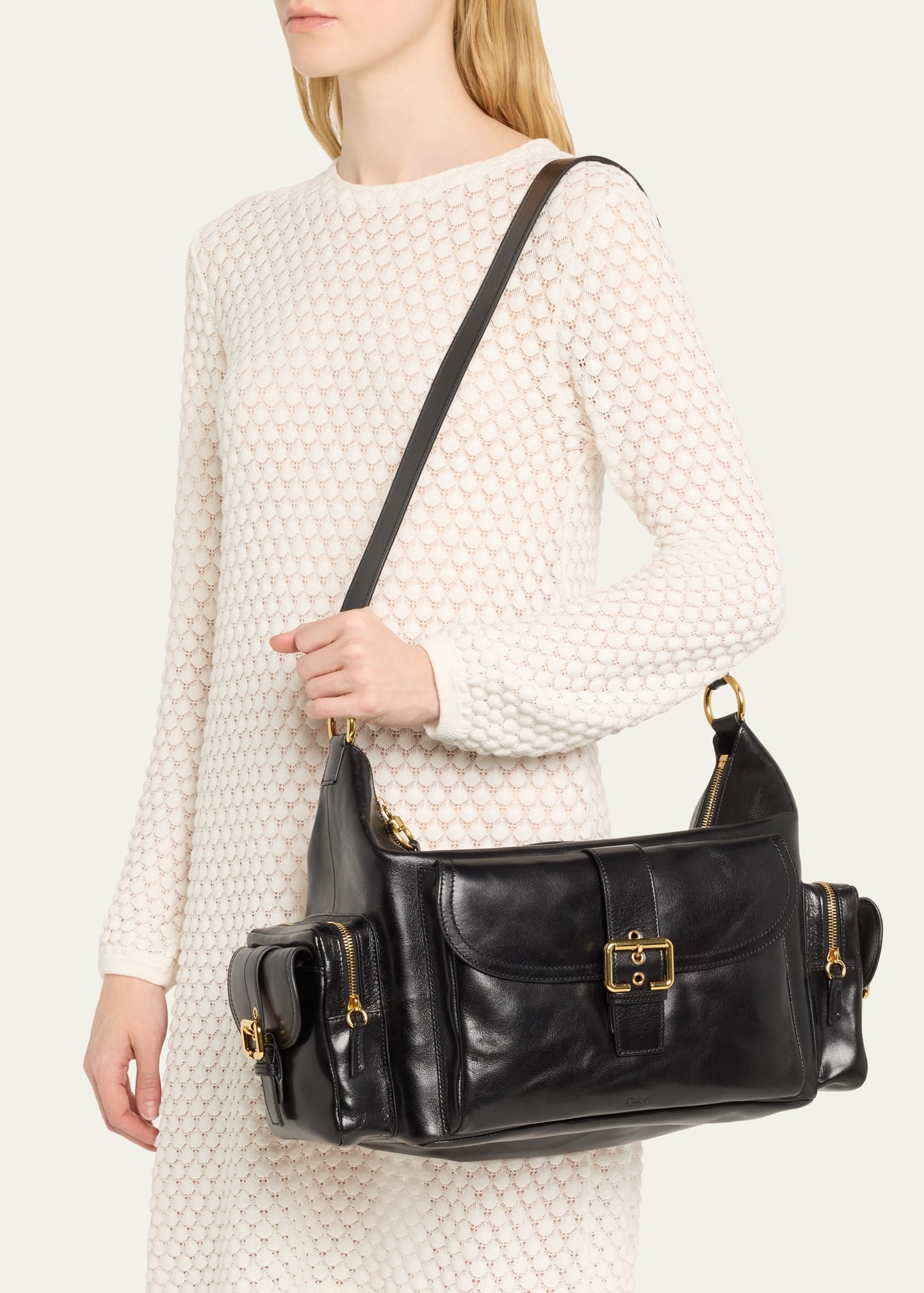 Camera Bag Large in Natural Shiny Calfskin - 2
