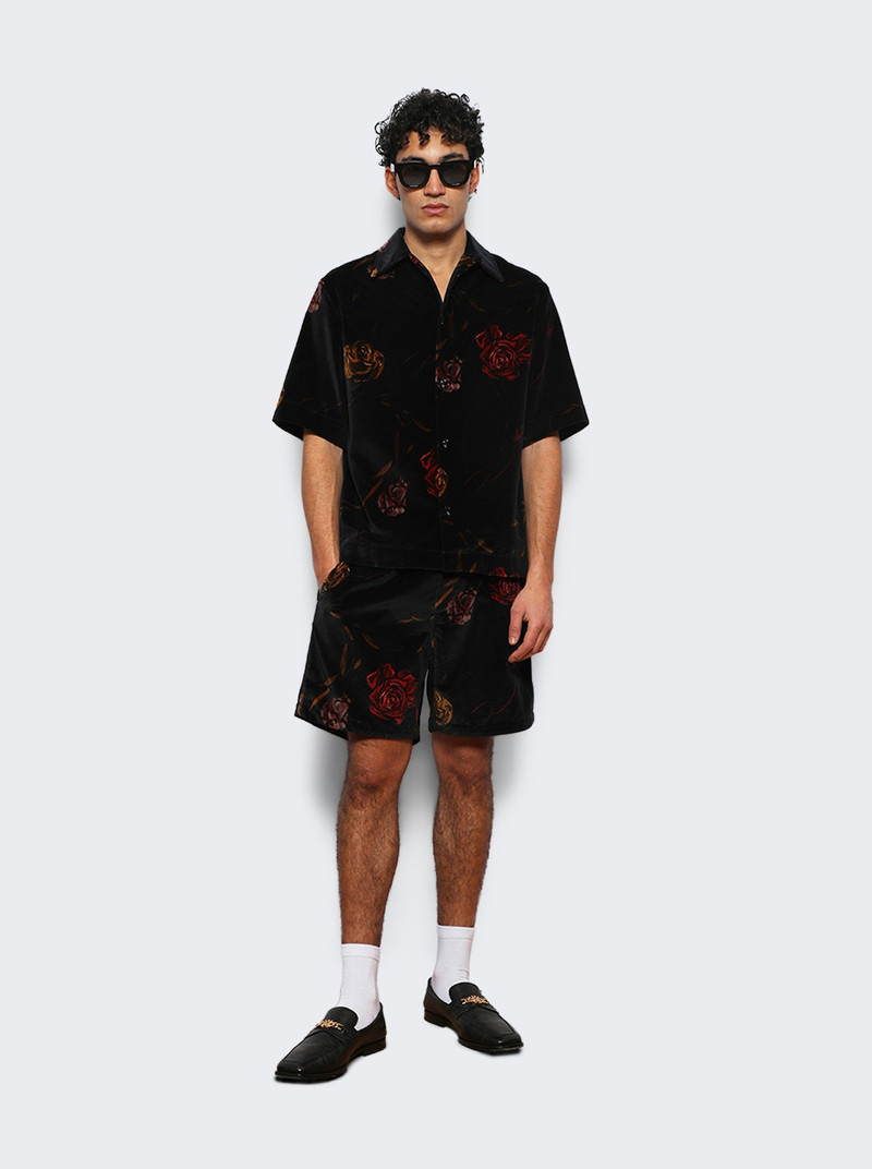 Floral Velvet Camp Shirt Black 5