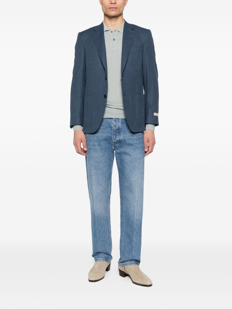 Canali button-up ribbed-knit polo shirt outlook
