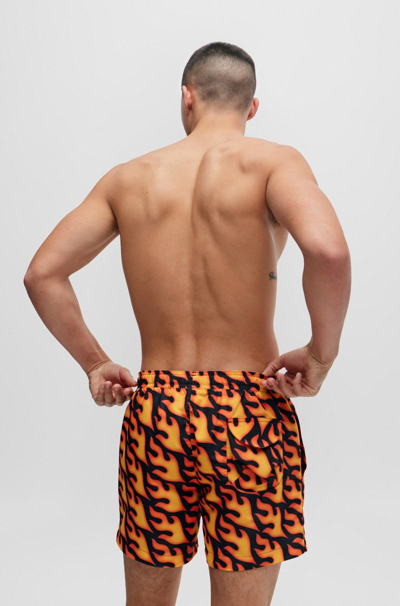 HUGO SWIM SHORTS WITH FLAME PRINT AND LOGO outlook