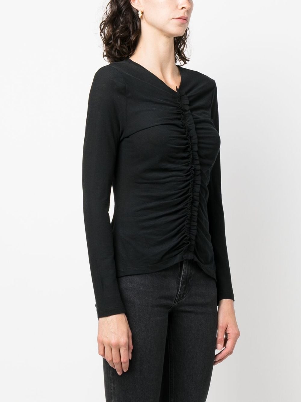 ruched-detail cotton top - 3