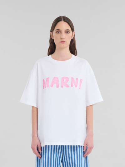 Marni WHITE ORGANIC COTTON T-SHIRT WITH LOGO outlook