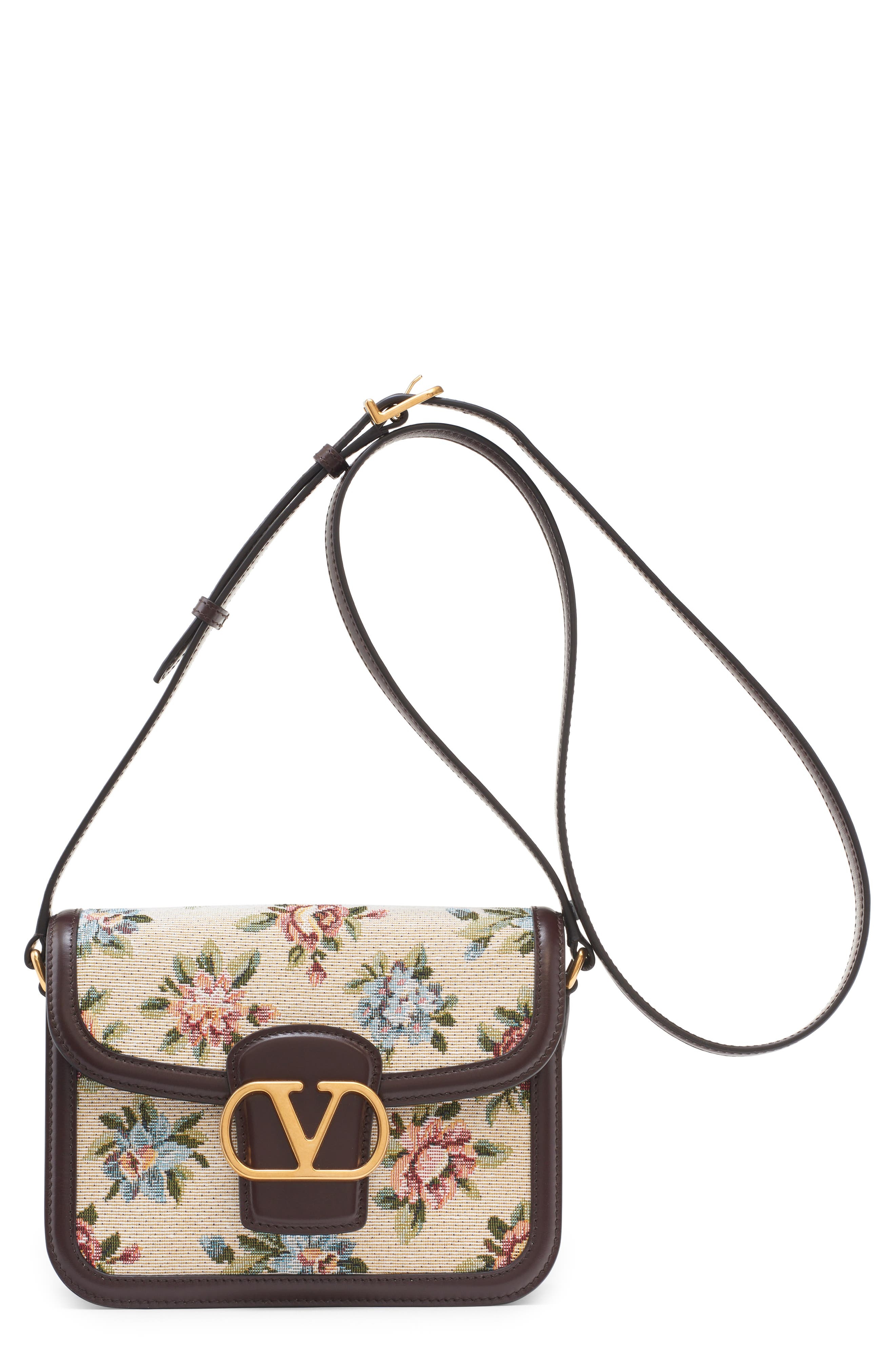 Valentino Garavani 9TO5 Papier Floral Jacquard Shoulder Bag in Multicolor/Oak Brown at Nordstrom - 1