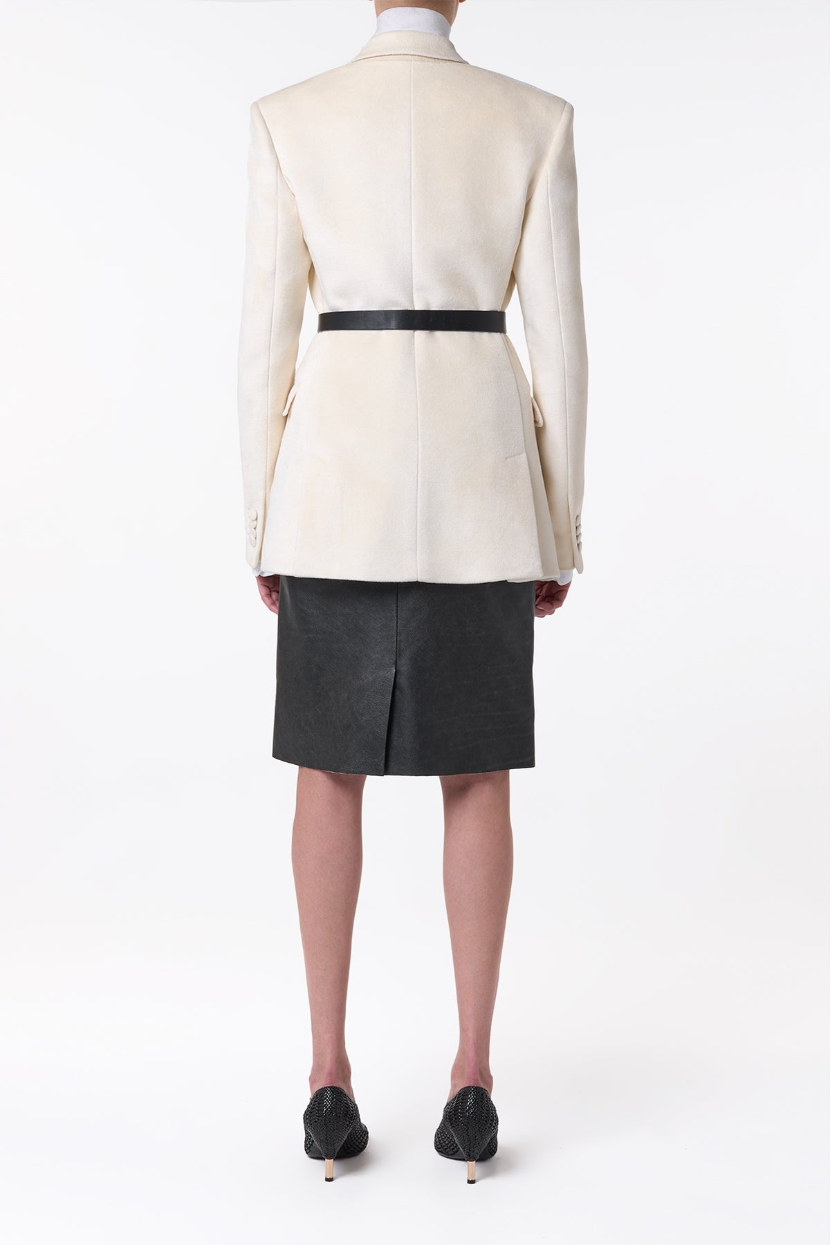 Amon Midi Skirt in Black Leather - 5