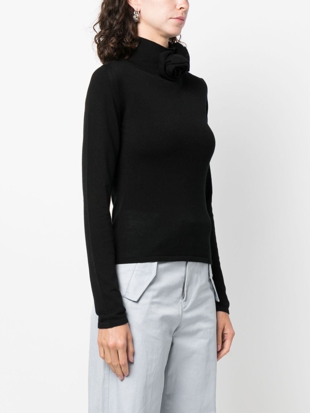 floral-appliquÃ© high-neck jumper - 3
