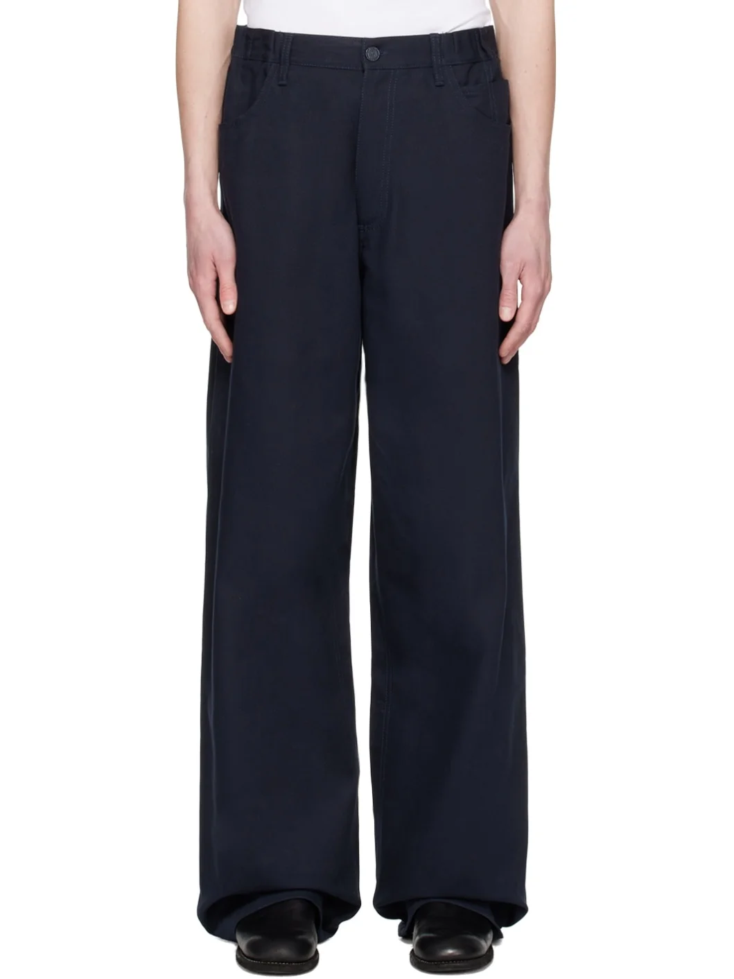 Navy Elasticized Trousers - 1