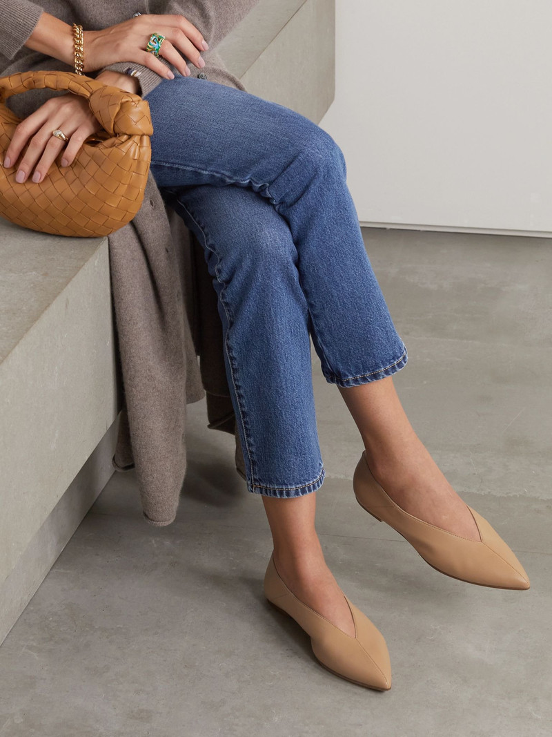 Aeyde Moa leather point-toe flats Tan outlook