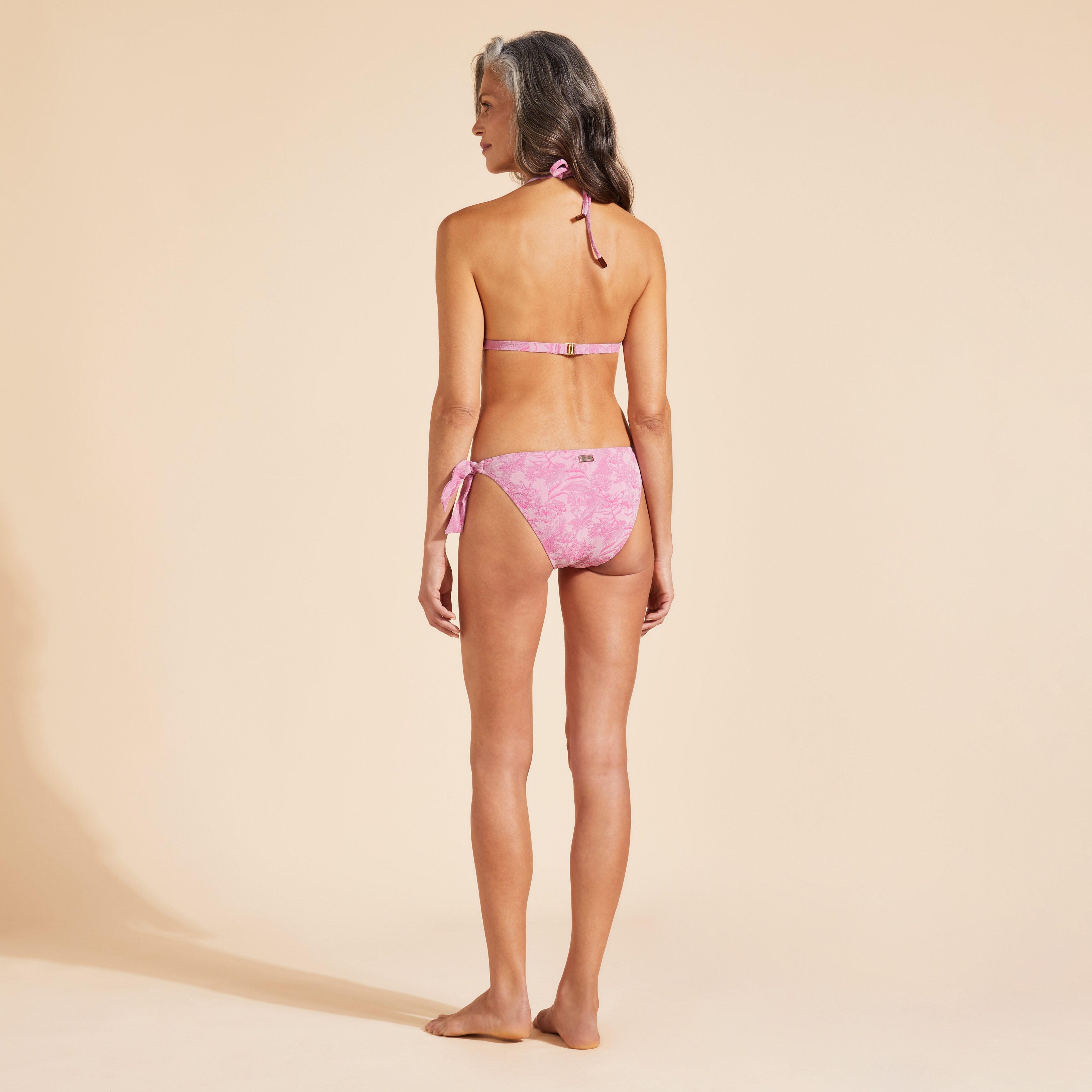 Women Halter Bikini Top Jacquard Floral - 3