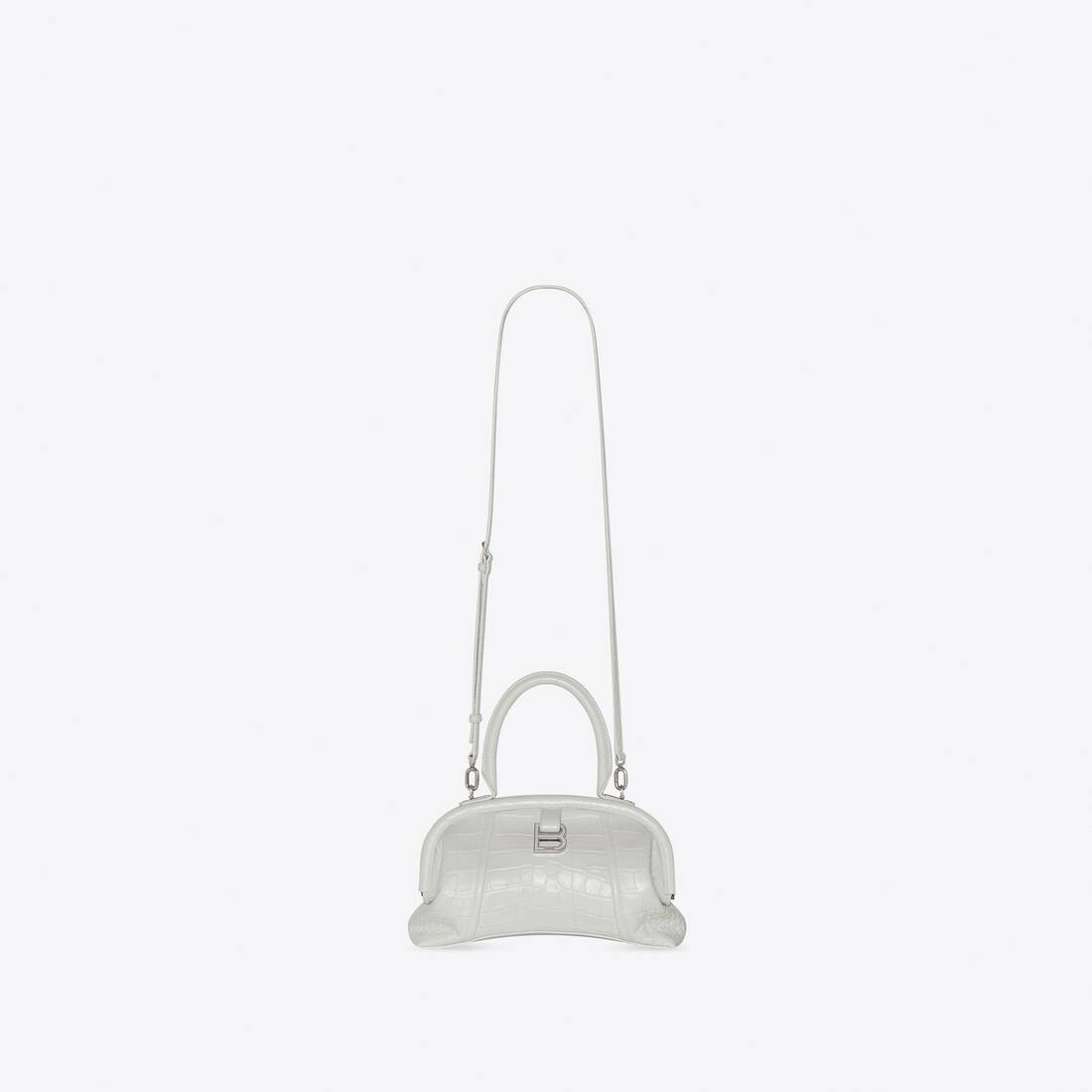 Women's Editor Small Bag Crocodile Embossed in White - 4