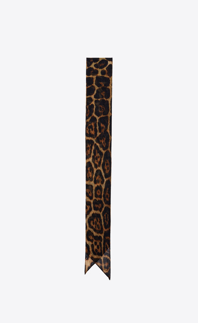 SAINT LAURENT leopard-print lavallière scarf in wool etamine outlook