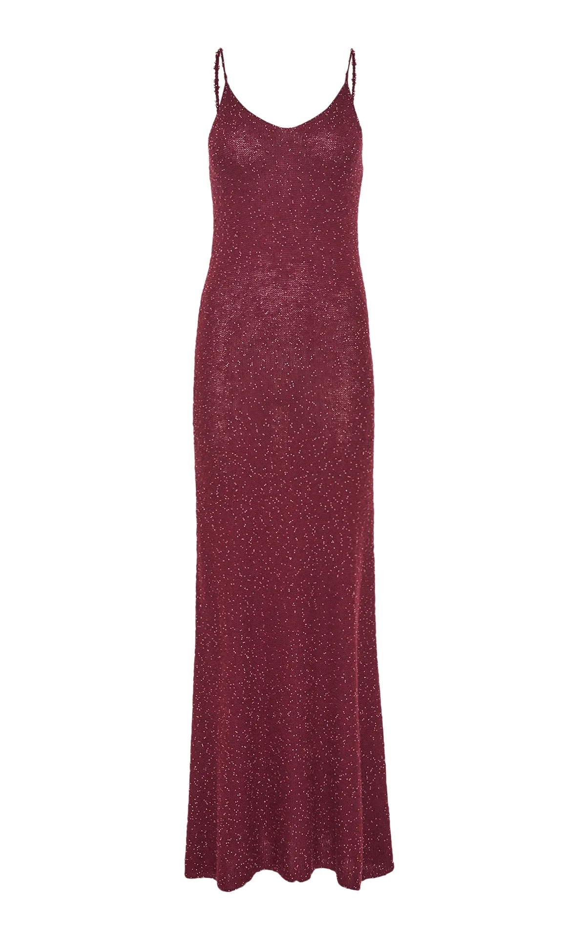 Florian Knit Maxi Slip Dress in Bordeaux Beaded Cashmere Silk - 1