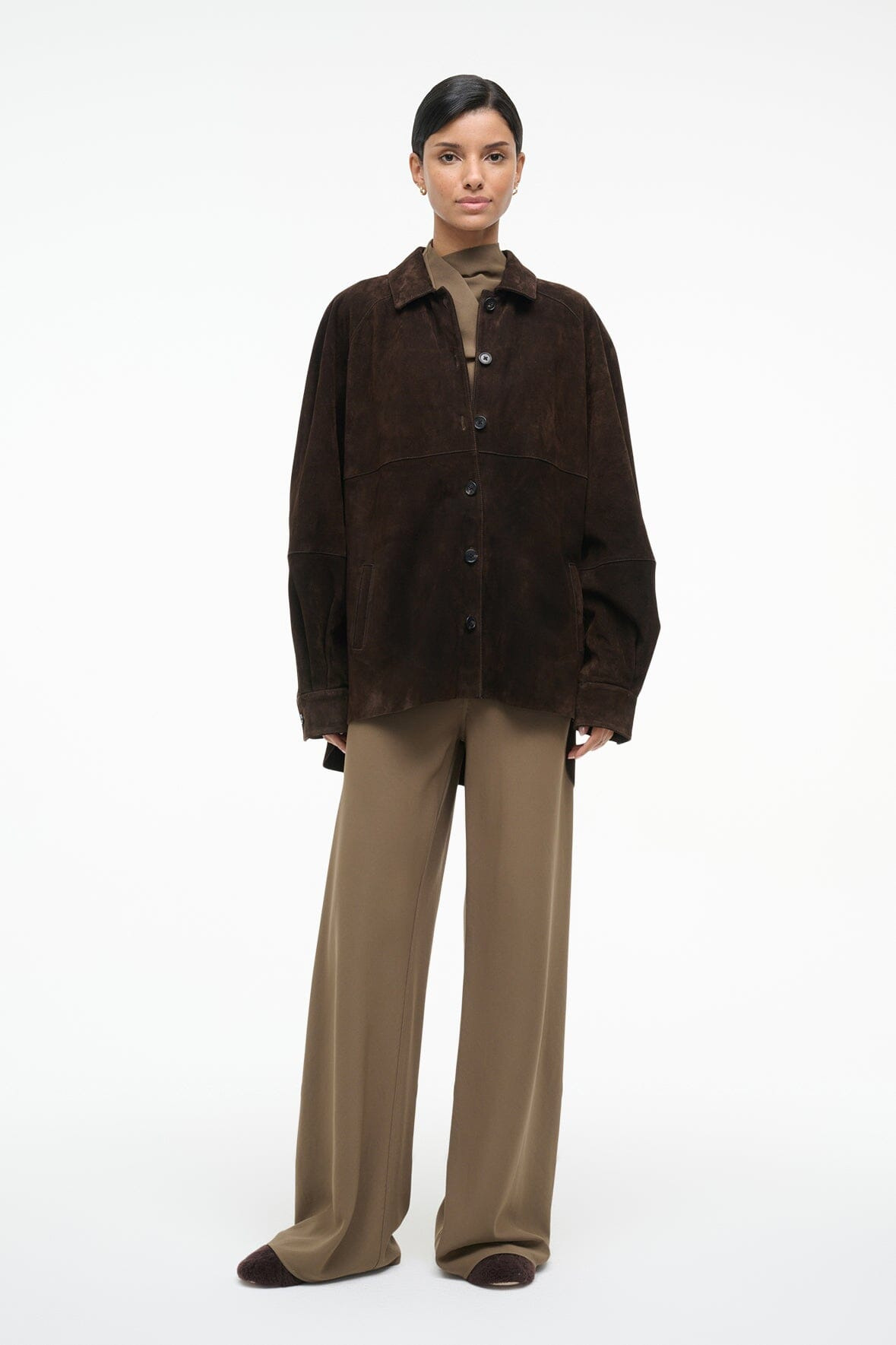 STAUD JOSETTE SUEDE SHIRT ESPRESSO - 2