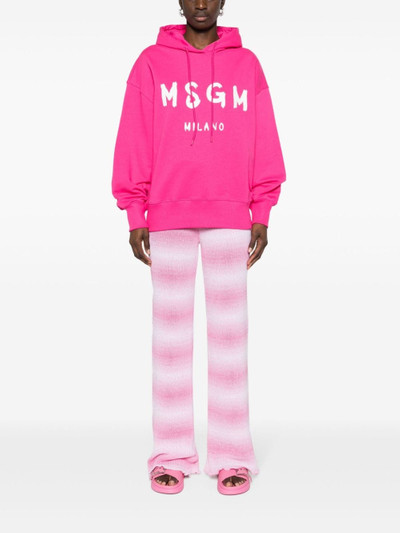 MSGM logo-print cotton hoodie outlook