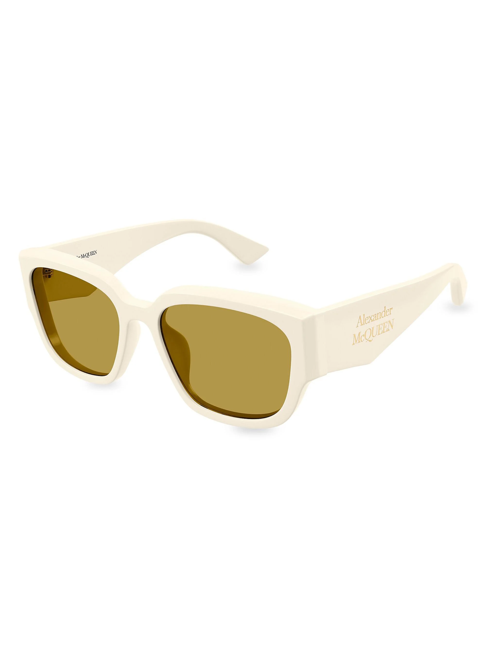 Women's Stacked Logo 55MM Square Sunglasses - Yellow Ivory - 1