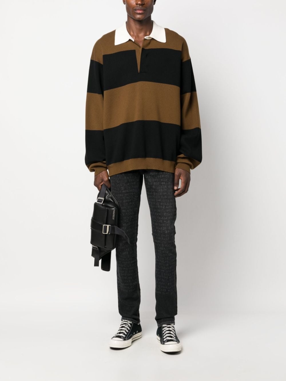 text-print mid-rise tapered jeans - 2
