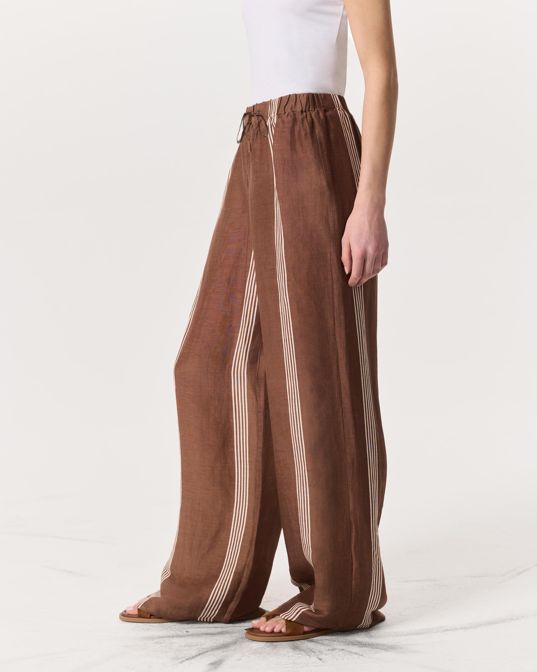Olivia Striped Linen-Silk Pants - 6