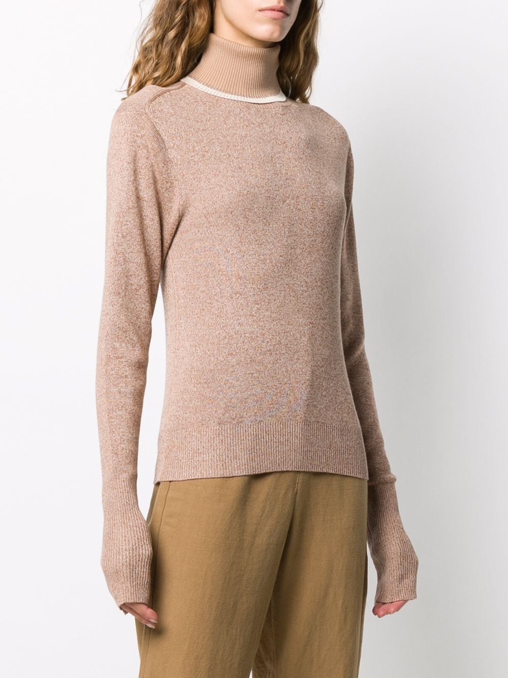 textured roll neck jumper - 3