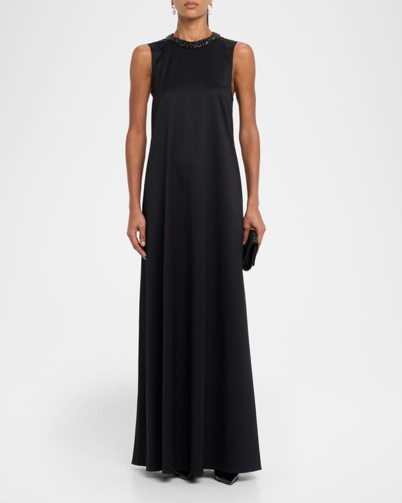 TWP Capitol Dress with Crystal Collar in Silk Finish Twill outlook