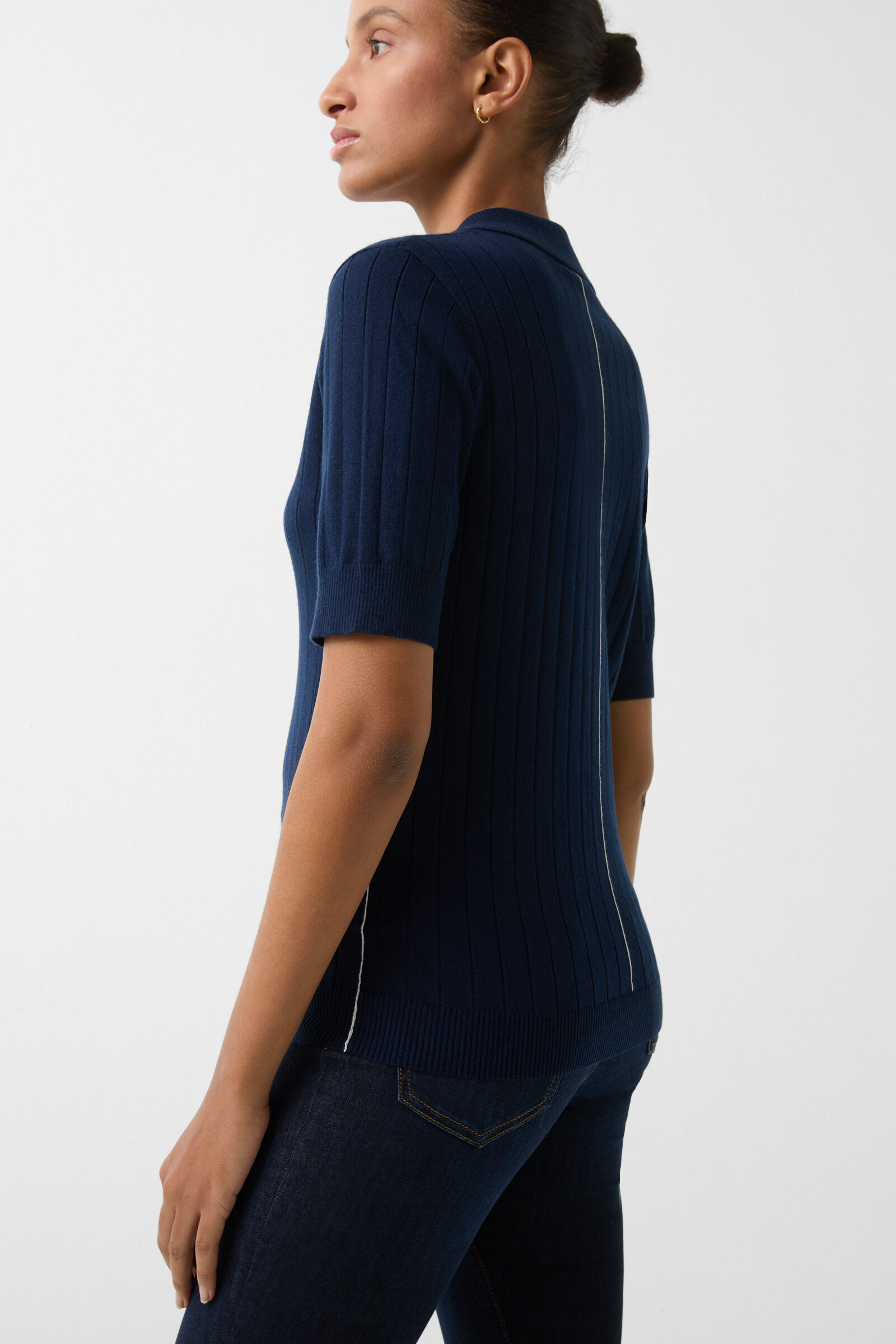 Knitted polo shirt June in Navy blue - 5