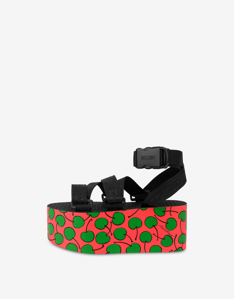ALL-OVER CHERRY SOLE WEDGE SANDALS 2