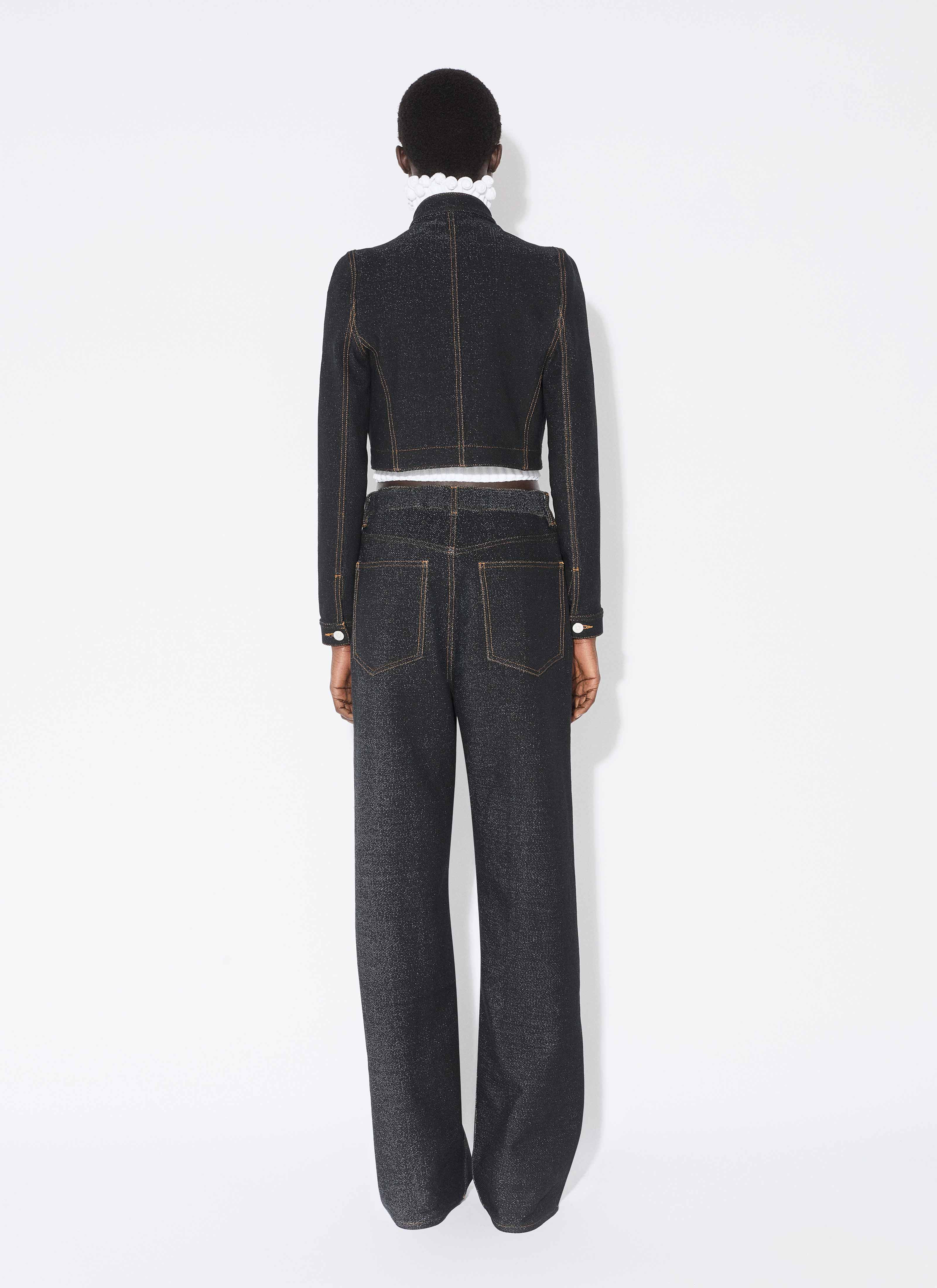 DENIM KNIT CROPPED CUT-OUT JACKET - 3