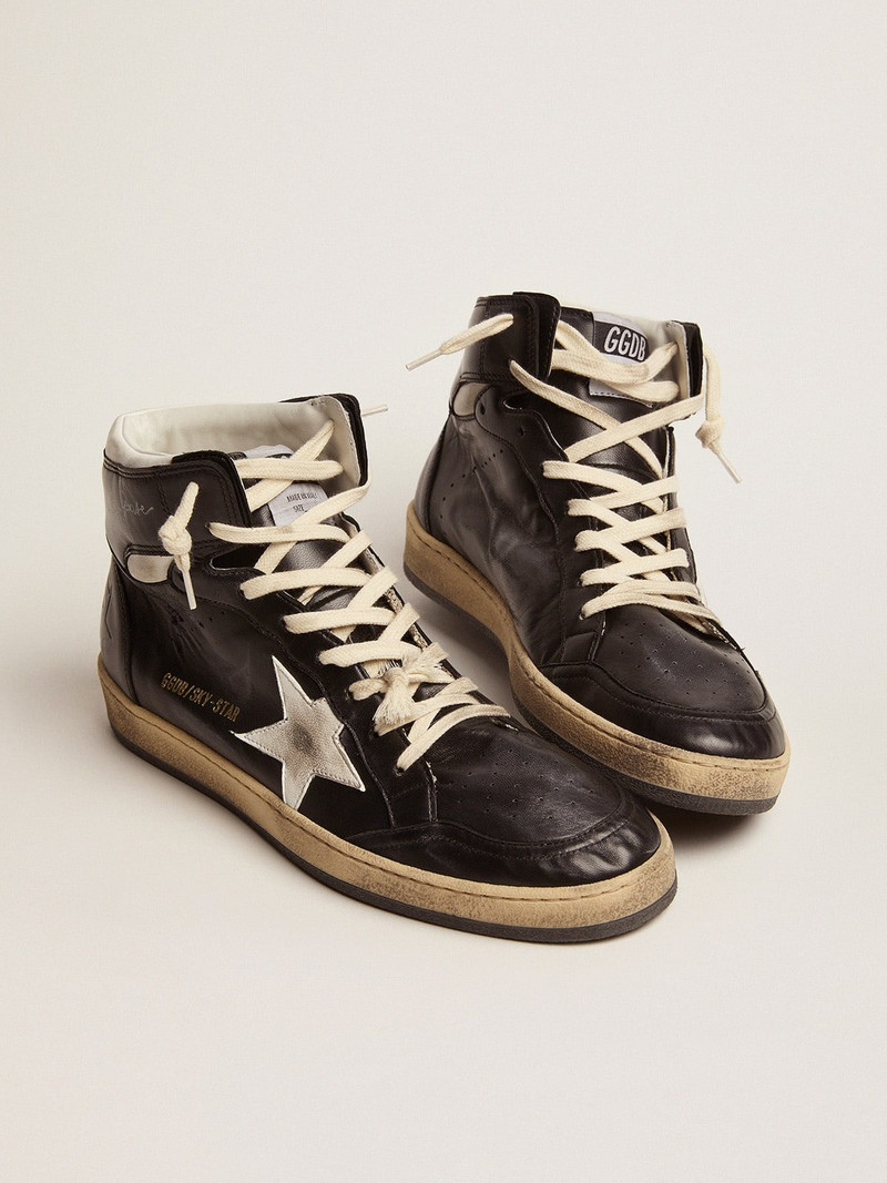 Golden Goose Men's Sky-Star in black nappa with white star outlook