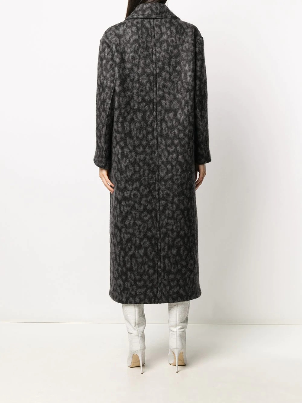 leopard-print mid-length coat - 4