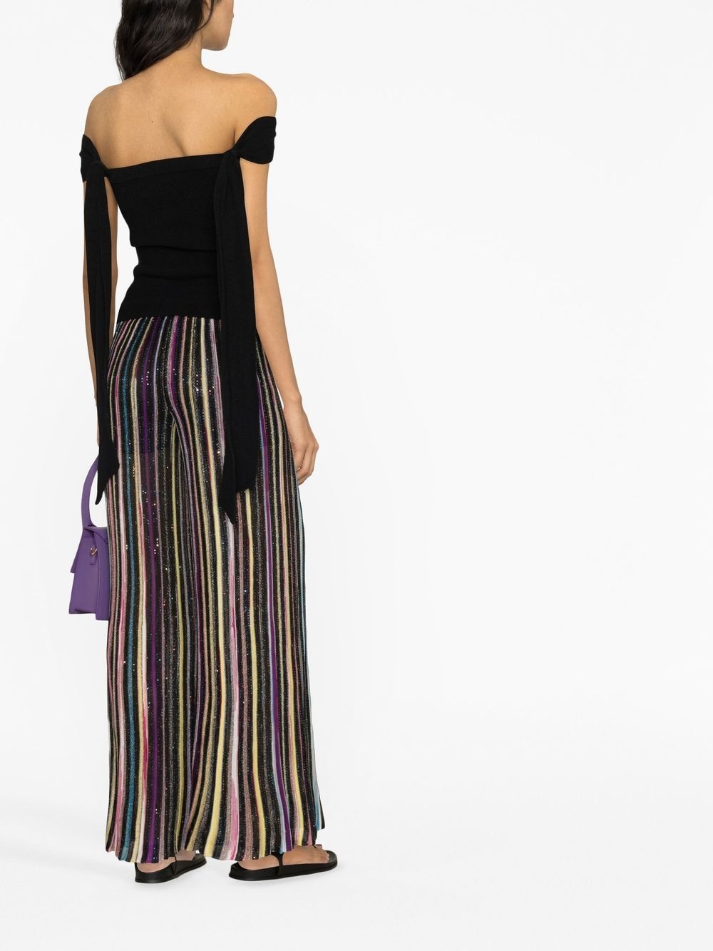 sequin-embellished striped trousers - 4