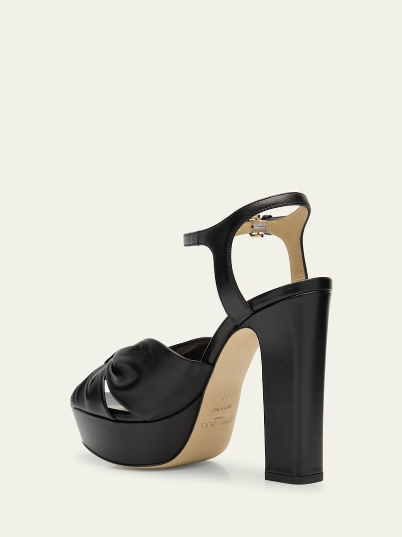 JIMMY CHOO Heloise Leather Knot Platform Sandals outlook