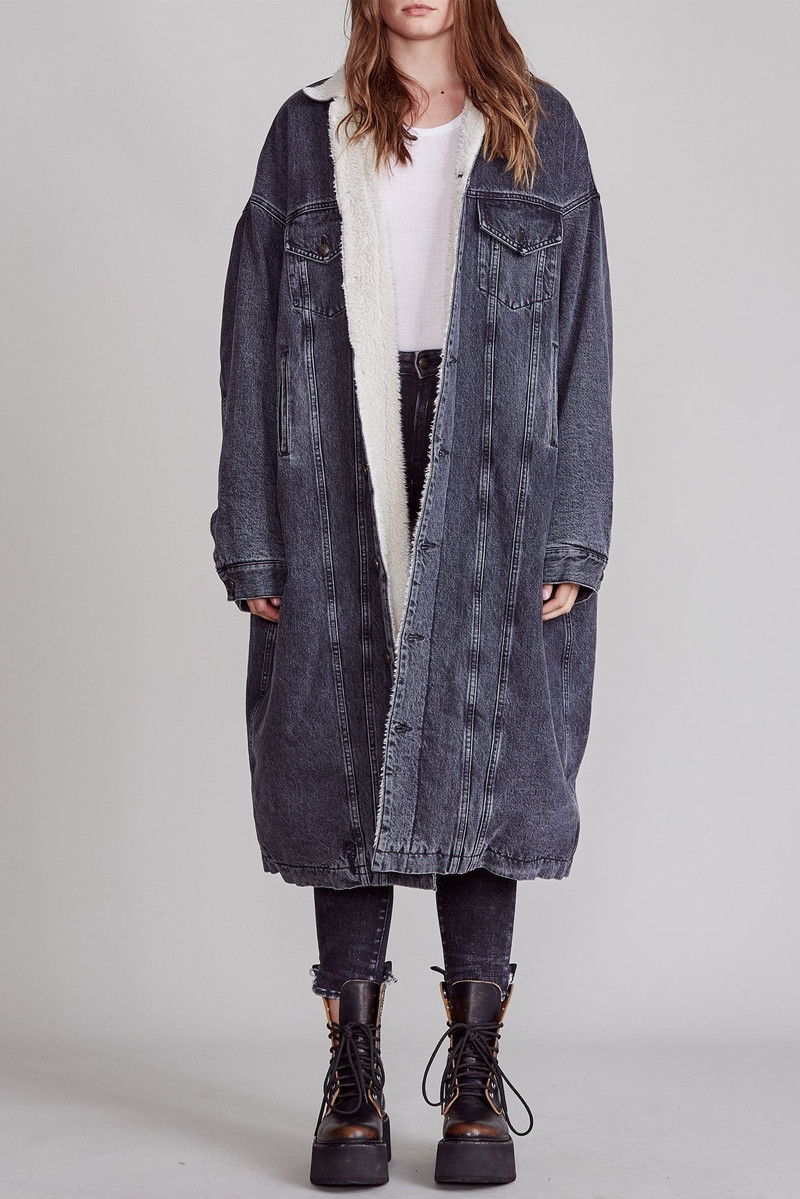 R13 Lyle Trucker Coat - Stone Black | R13 outlook