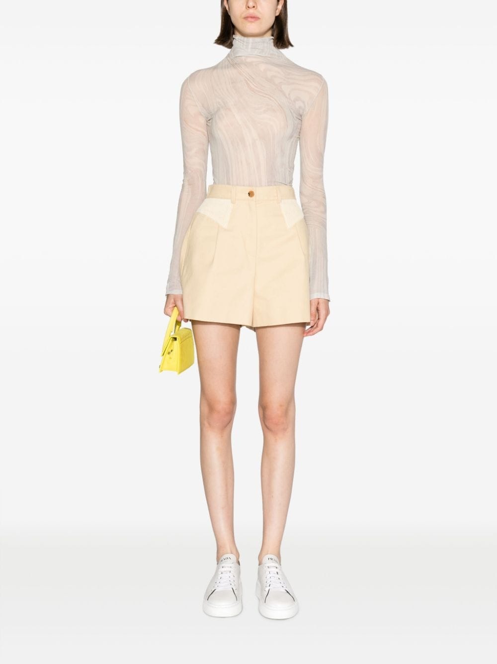 high-waisted cotton shorts - 2