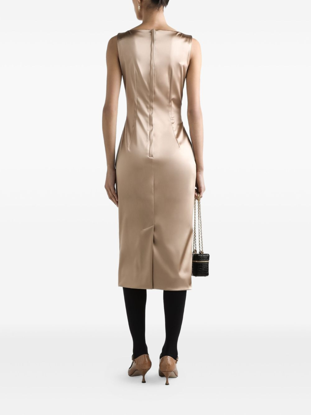 pleat-detail satin midi dress - 3