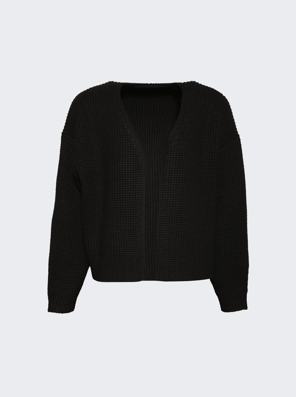 Heavy Waffle Cardigan Black - 1