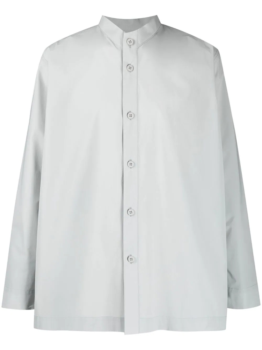 buttoned-up collarless shirt - 1