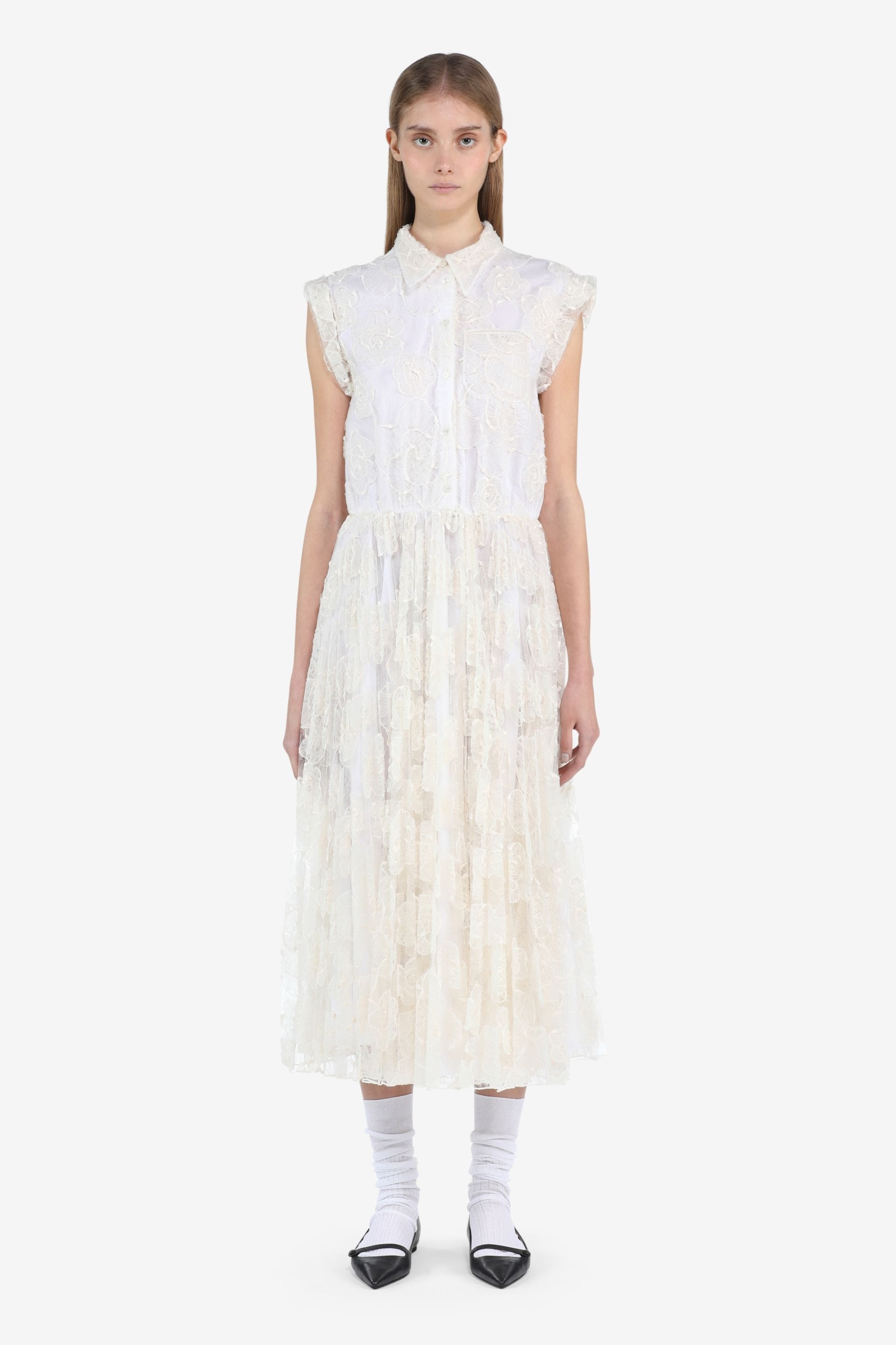 FLORAL-EMBROIDERED SHIRT DRESS - 1