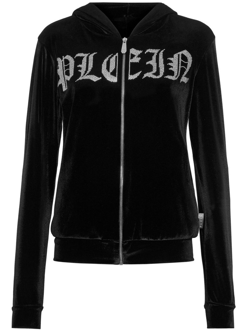 logo-embellished zip-up hoodie 1