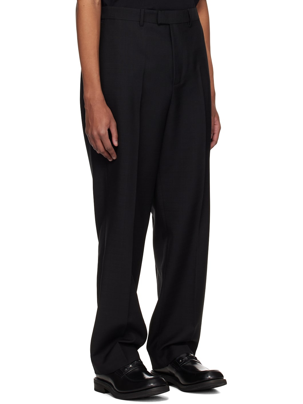 Black Straight Leg Half-Elasticated Trousers - 2