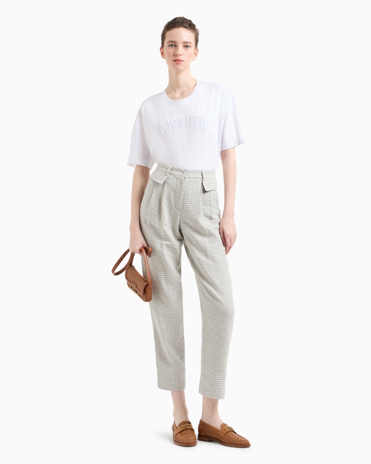 ICON JACQUARD TROUSERS WITH PLEATS AND A HOUNDSTOOTH MOTIF - 2
