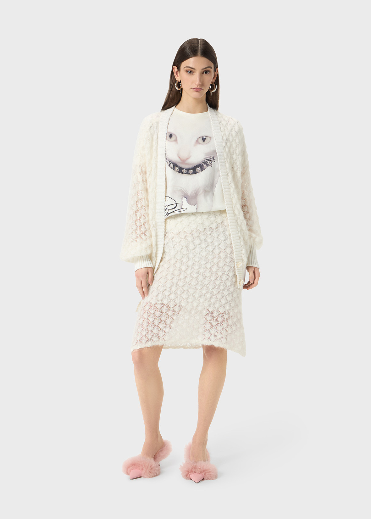 JERSEY T-SHIRT WITH KITTEN PRINT AND LOGO - 2